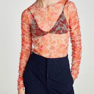 Zara floral tulle top